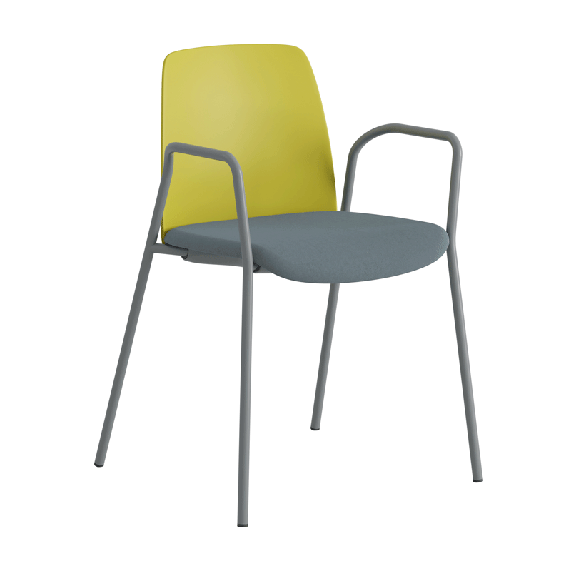 Stol med armstöd, tygsits och plastrygg - Choice