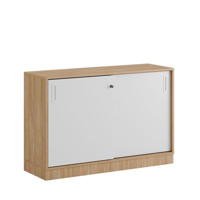 Skjutdörrskåp 120x40x72cm - Urban oak stomme/vita dörrar