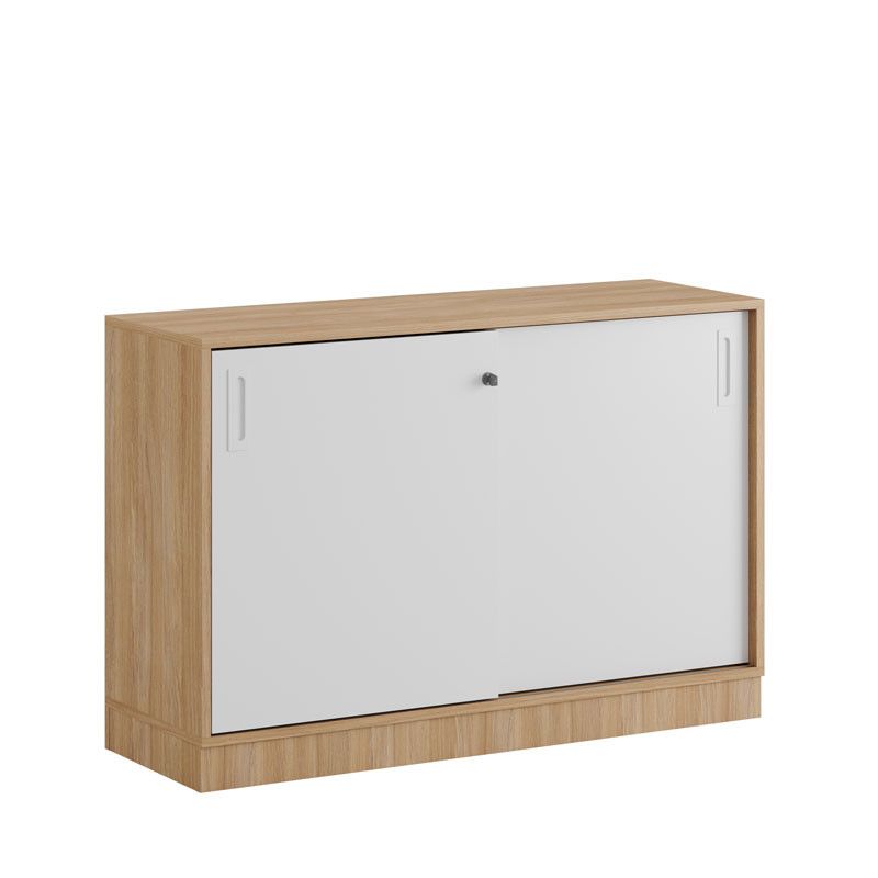 Skjutdörrskåp 120x40x72cm - Urban oak stomme/vita dörrar