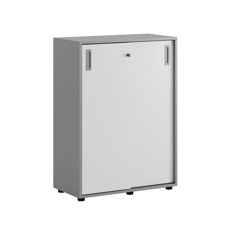 Skjutdörrskåp 80x40x107,5cm - Grå stomme/vita dörrar