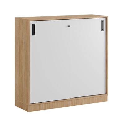 Skjutdörrskåp 120x40x107,5cm - Urban oak stomme och vita dörrar