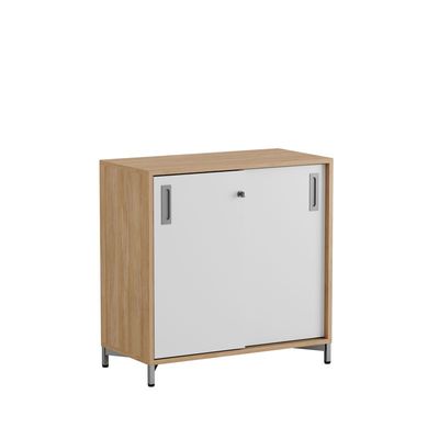 Skjutdörrskåp 80x40x72cm - Urban oak stomme/vita dörrar