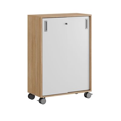 Skjutdörrskåp 80x40x107,5cm - Urban oak stomme/vita dörrar
