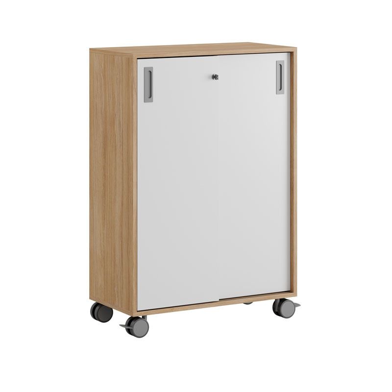 Skjutdörrskåp 80x40x107,5cm - Urban oak stomme/vita dörrar