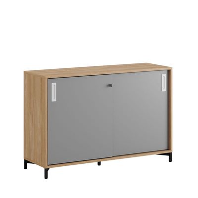 Skjutdörrskåp 120x40x72cm - Urban oak stomme/grå dörrar