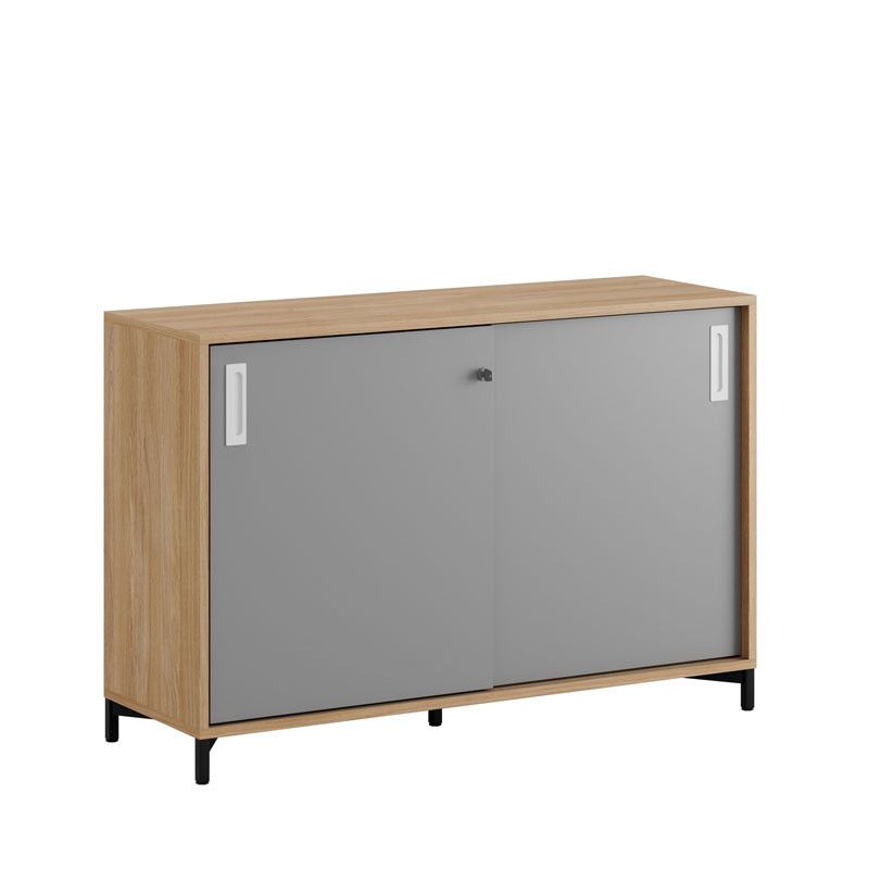 Skjutdörrskåp 120x40x72cm - Urban oak stomme/grå dörrar