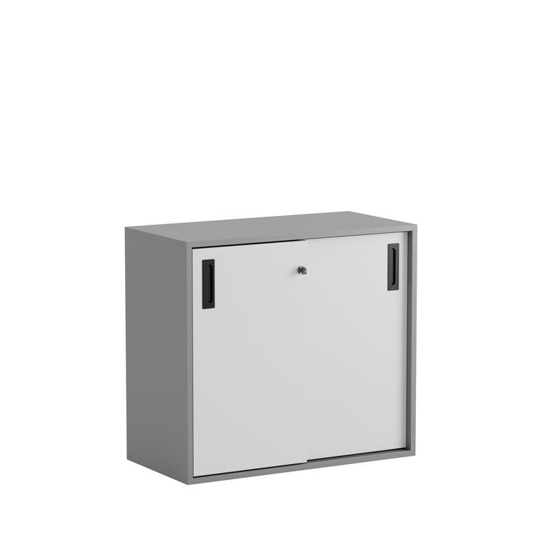 Skjutdörrskåp 80x40x72cm - Grå stomme/vita dörrar