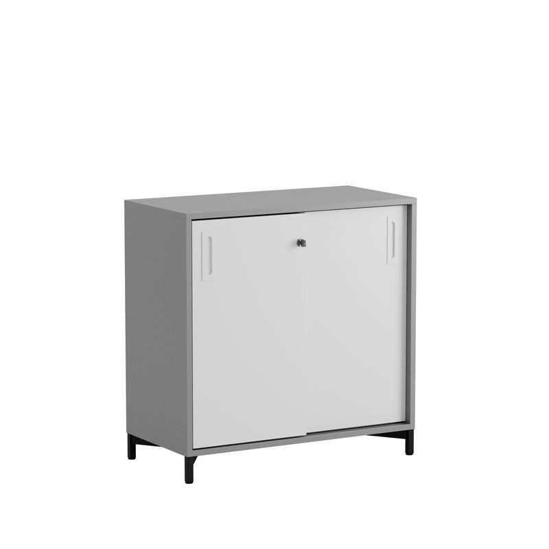 Skjutdörrskåp 80x40x72cm - Grå stomme/vita dörrar