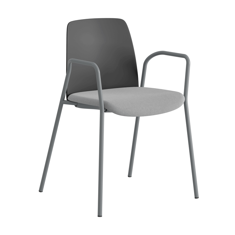 Stol med armstöd, tygsits och plastrygg - Choice