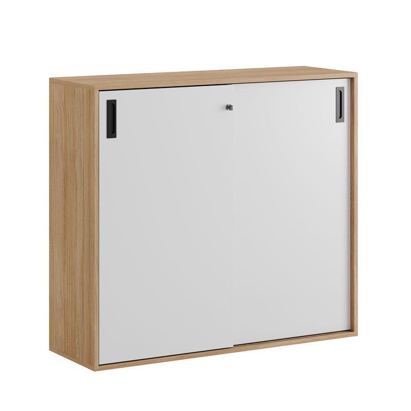 Skjutdörrskåp 120x40x107,5cm - Urban oak stomme och vita dörrar