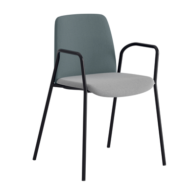 Tygklädd stapelbar stol med armstöd - Choice