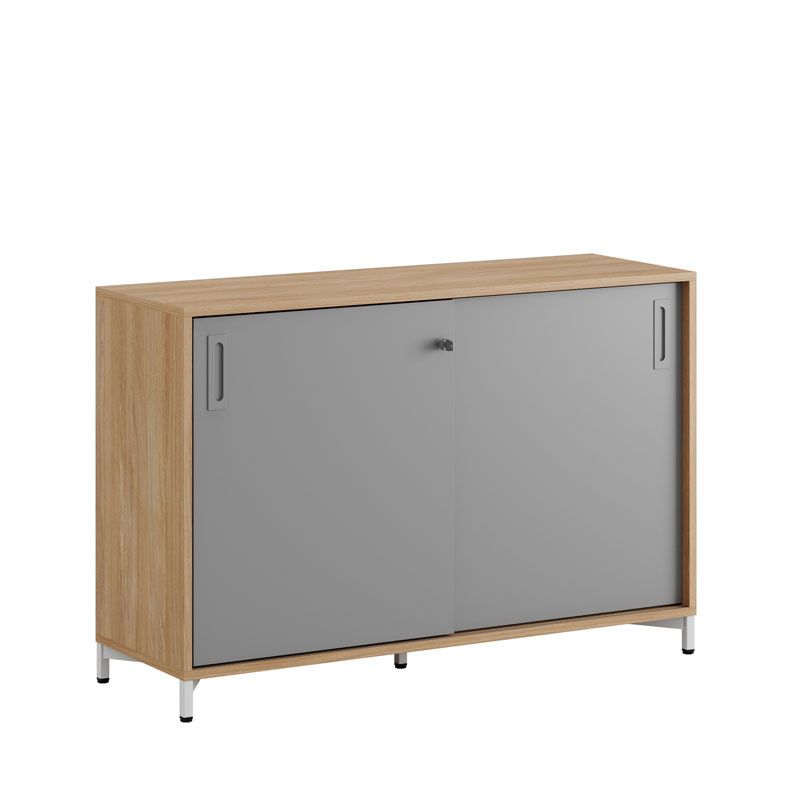 Skjutdörrskåp 120x40x72cm - Urban oak stomme/grå dörrar