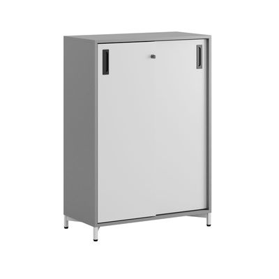 Skjutdörrskåp 80x40x107,5cm - Grå stomme/vita dörrar