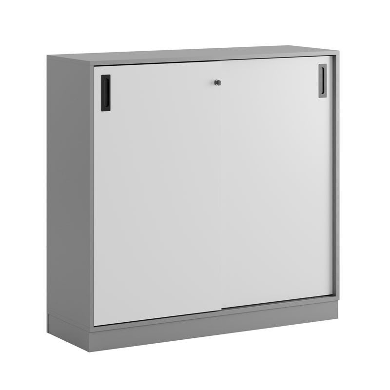 Skjutdörrskåp 120x40x107,5cm - Grå stomme/vita dörrar