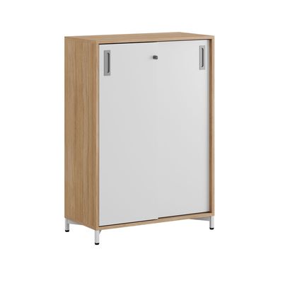 Skjutdörrskåp 80x40x107,5cm - Urban oak stomme/vita dörrar