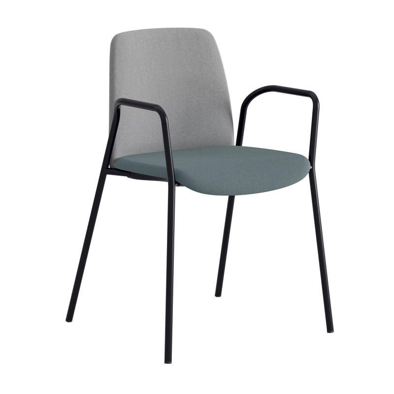 Tygklädd stapelbar stol med armstöd - Choice