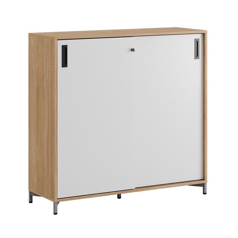 Skjutdörrskåp 120x40x107,5cm - Urban oak stomme och vita dörrar