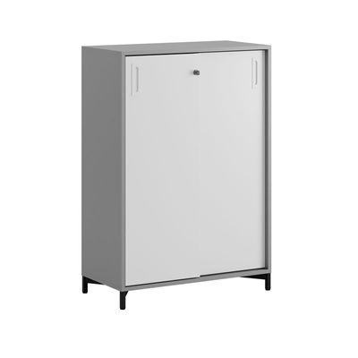 Skjutdörrskåp 80x40x107,5cm - Grå stomme/vita dörrar