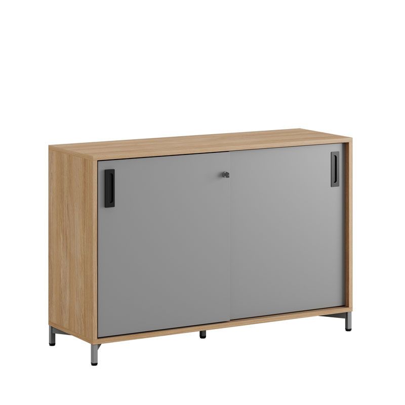 Skjutdörrskåp 120x40x72cm - Urban oak stomme/grå dörrar