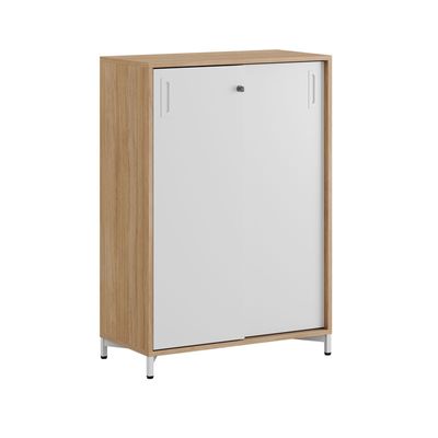 Skjutdörrskåp 80x40x107,5cm - Urban oak stomme/vita dörrar