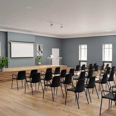 Tygklädd stapelbar stol med armstöd - Choice