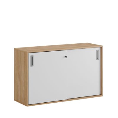 Skjutdörrskåp 120x40x72cm - Urban oak stomme/vita dörrar