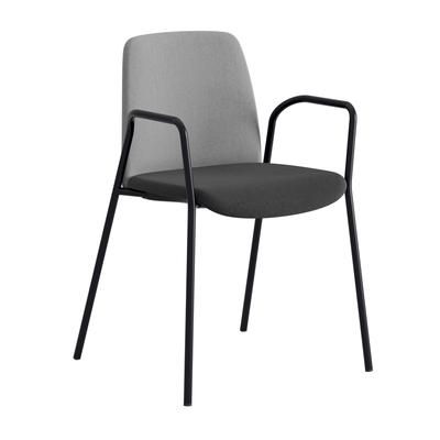 Tygklädd stapelbar stol med armstöd - Choice