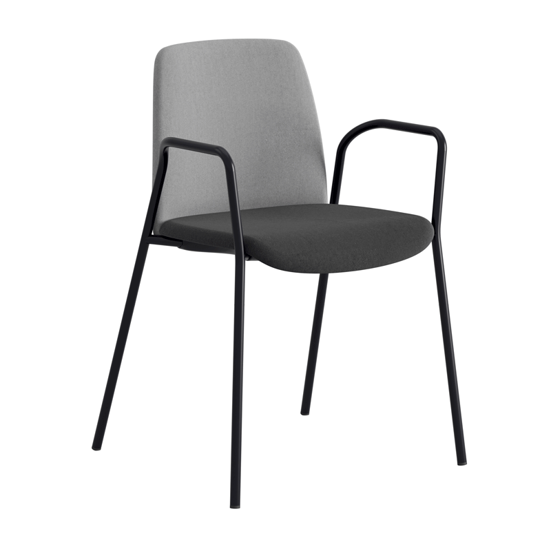 Tygklädd stapelbar stol med armstöd - Choice