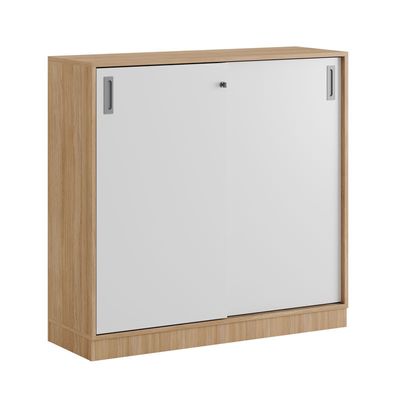 Skjutdörrskåp 120x40x107,5cm - Urban oak stomme och vita dörrar