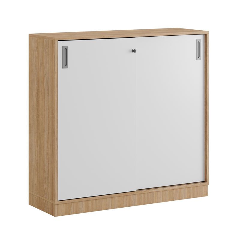 Skjutdörrskåp 120x40x107,5cm - Urban oak stomme och vita dörrar