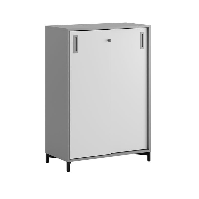 Skjutdörrskåp 80x40x107,5cm - Grå stomme/vita dörrar