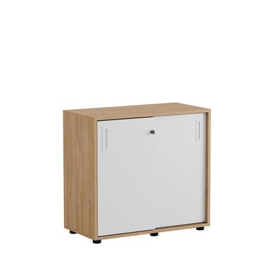 Skjutdörrskåp 80x40x72cm - Urban oak stomme/vita dörrar