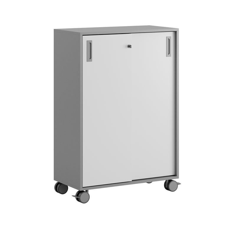 Skjutdörrskåp 80x40x107,5cm - Grå stomme/vita dörrar