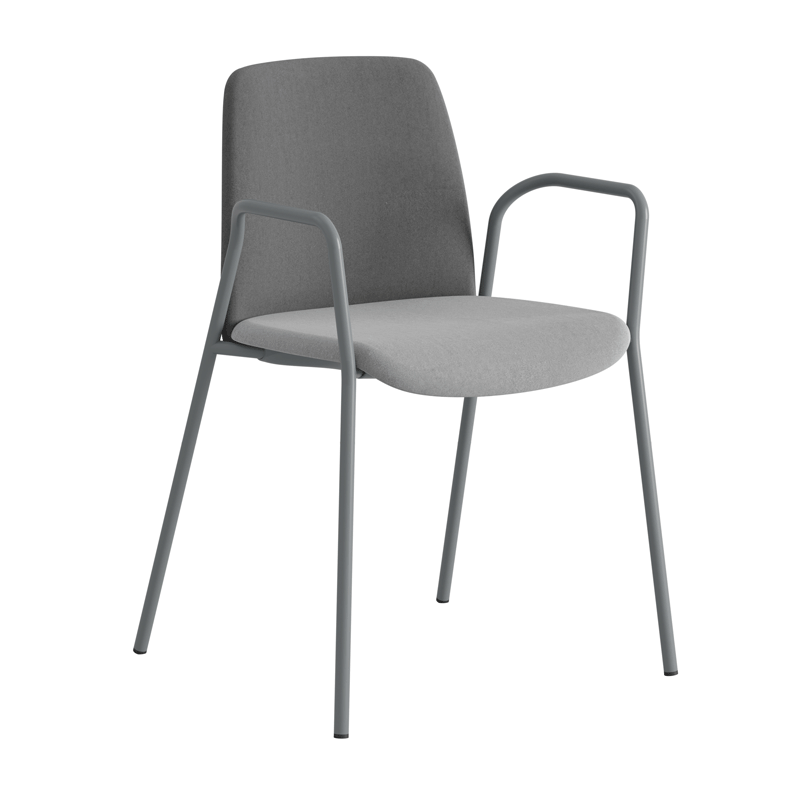 Tygklädd stapelbar stol med armstöd - Choice