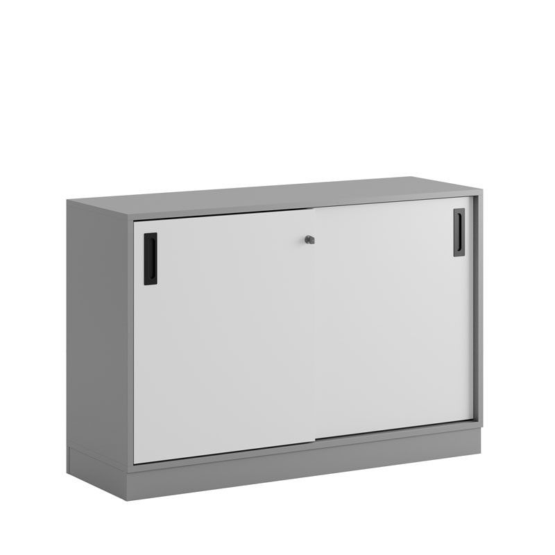 Skjutdörrskåp 120x40x72cm - Grå stomme/vita dörrar