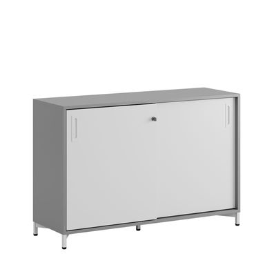 Skjutdörrskåp 120x40x72cm - Grå stomme/vita dörrar