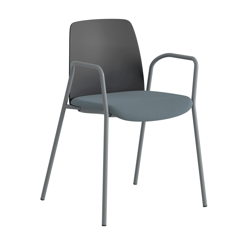 Stol med armstöd, tygsits och plastrygg - Choice