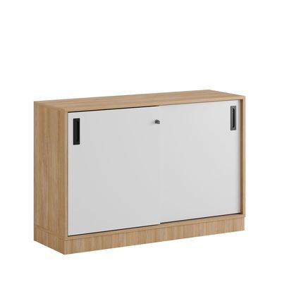 Skjutdörrskåp 120x40x72cm - Urban oak stomme/vita dörrar