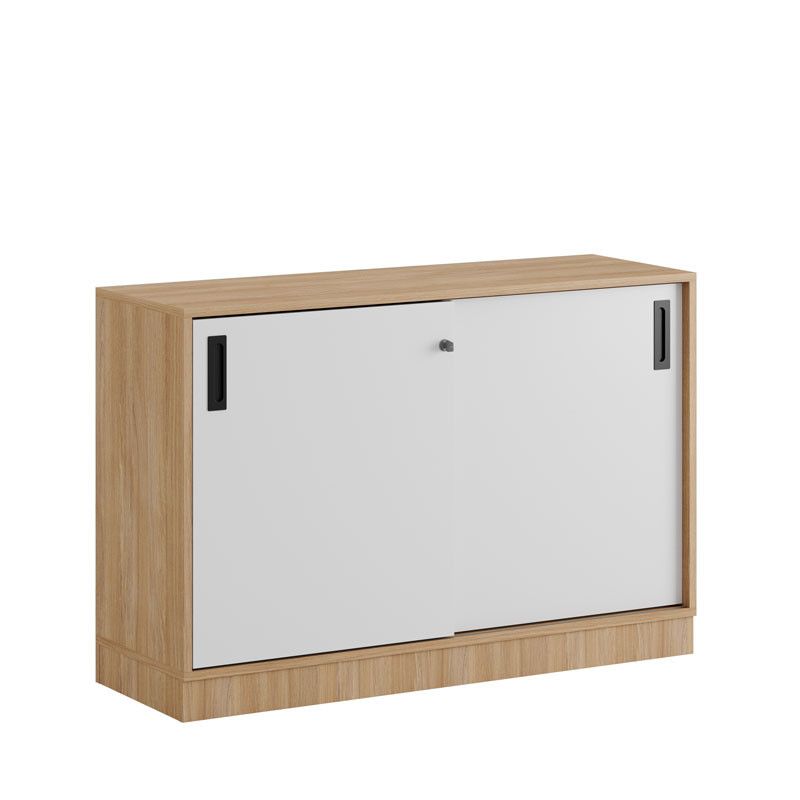 Skjutdörrskåp 120x40x72cm - Urban oak stomme/vita dörrar