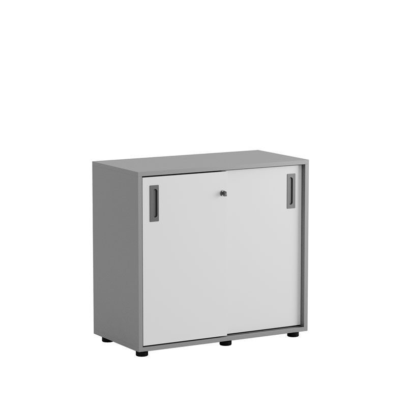 Skjutdörrskåp 80x40x72cm - Grå stomme/vita dörrar