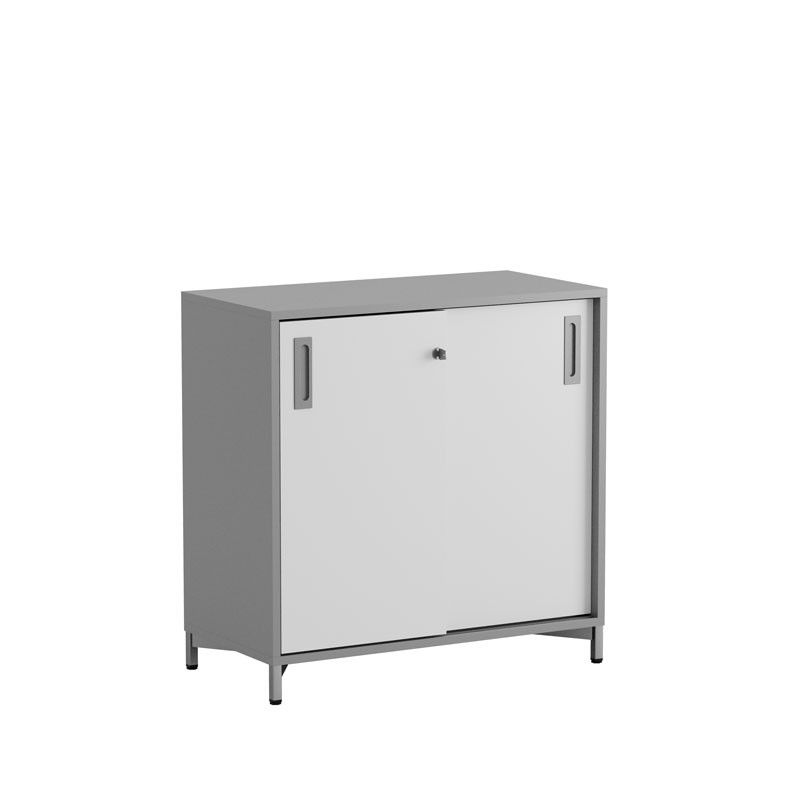 Skjutdörrskåp 80x40x72cm - Grå stomme/vita dörrar