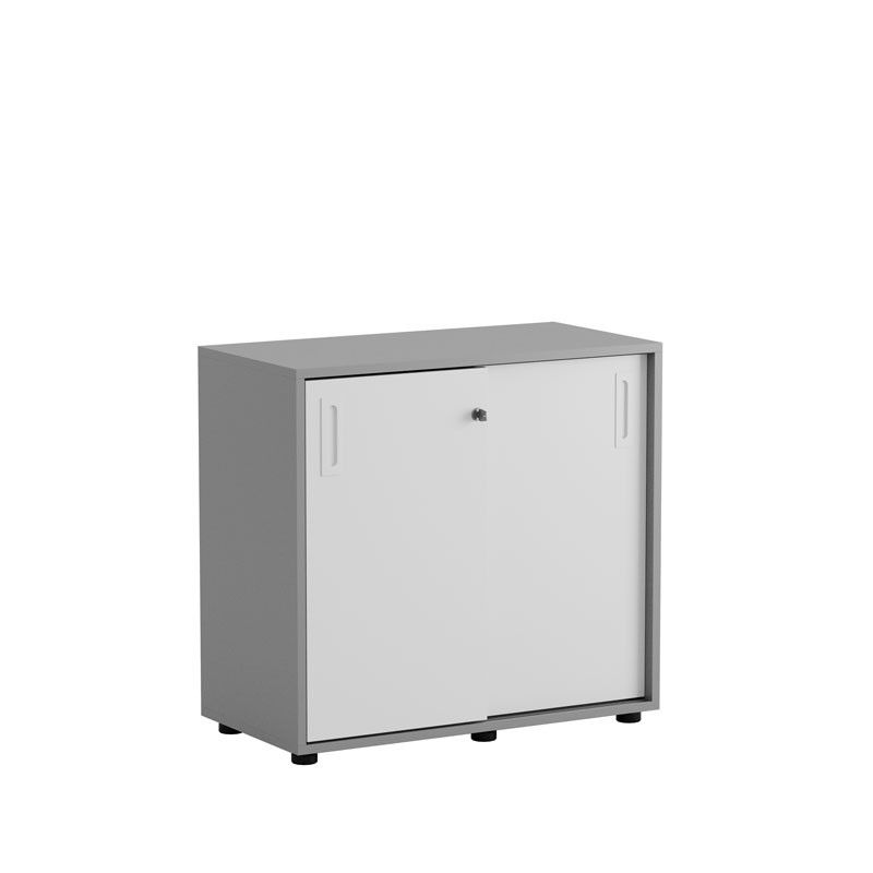 Skjutdörrskåp 80x40x72cm - Grå stomme/vita dörrar