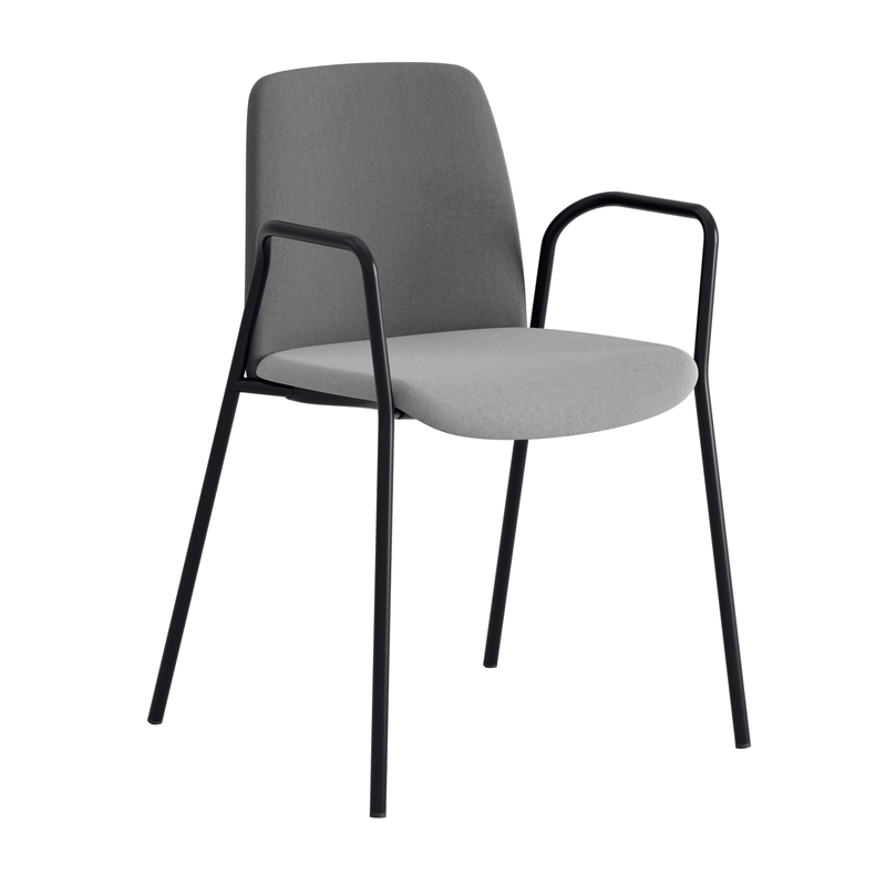 Tygklädd stapelbar stol med armstöd - Choice