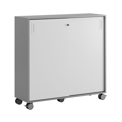 Skjutdörrskåp 120x40x107,5cm - Grå stomme/vita dörrar