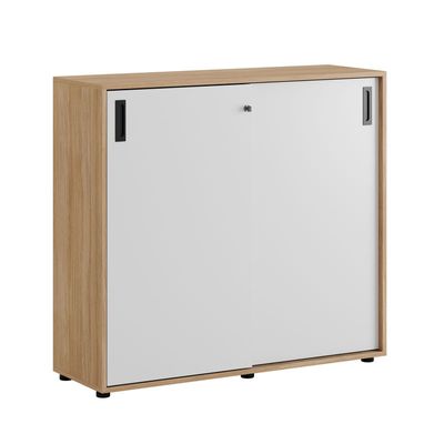 Skjutdörrskåp 120x40x107,5cm - Urban oak stomme och vita dörrar