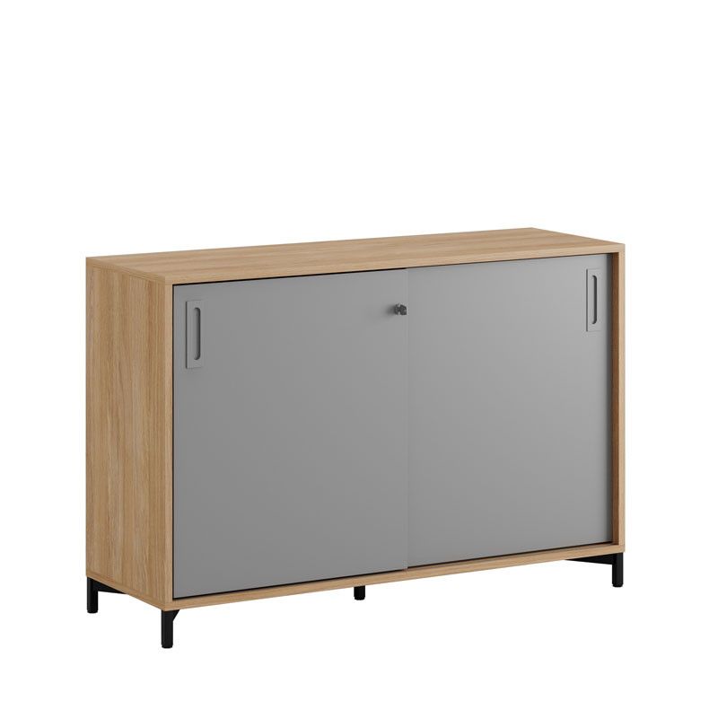 Skjutdörrskåp 120x40x72cm - Urban oak stomme/grå dörrar