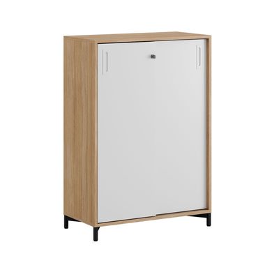 Skjutdörrskåp 80x40x107,5cm - Urban oak stomme/vita dörrar
