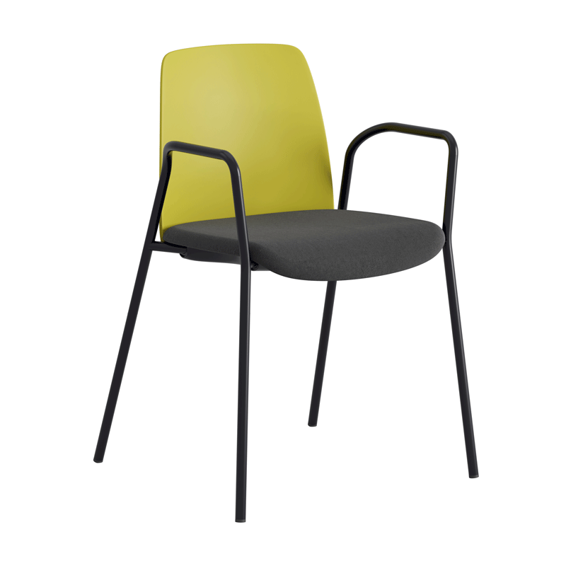 Stol med armstöd, tygsits och plastrygg - Choice