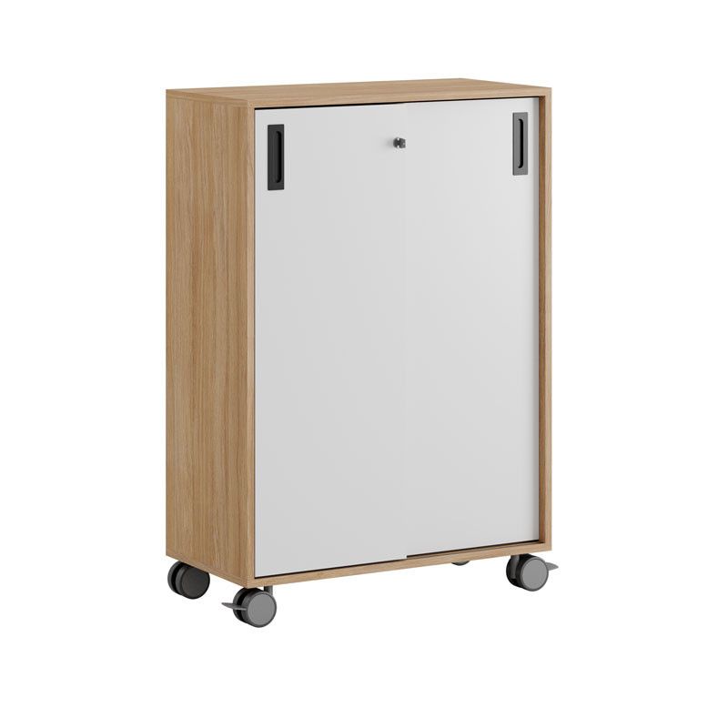 Skjutdörrskåp 80x40x107,5cm - Urban oak stomme/vita dörrar