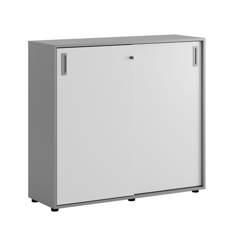 Skjutdörrskåp 120x40x107,5cm - Grå stomme/vita dörrar